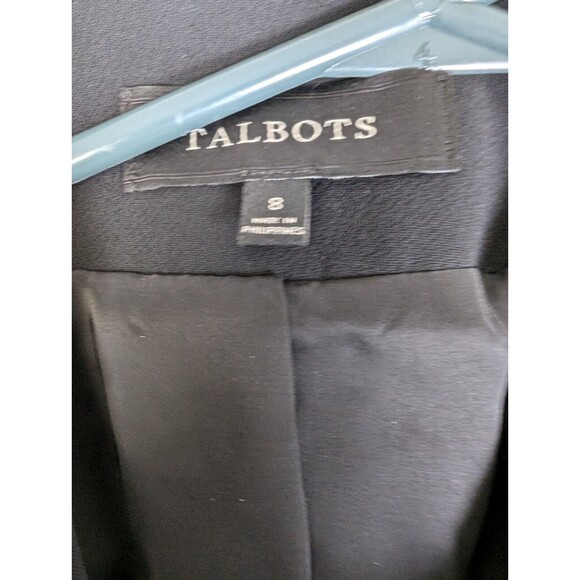 Talbots Black Blazer Jacket Sz 8 Mid Length One Button Lapels Lined - Picture 3 of 7